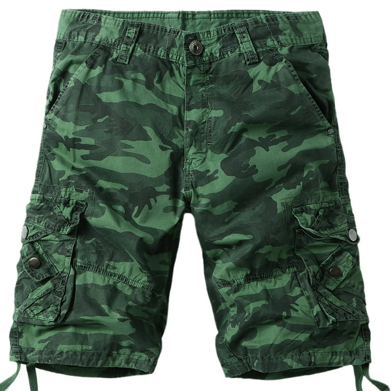 Clearance RYRJJ Men's Camo Cargo Shorts Relaxed Fit Multi Pocket Outdoor  Shorts Casual Hiking Camping Camouflage Work Short Pants(Green,M)