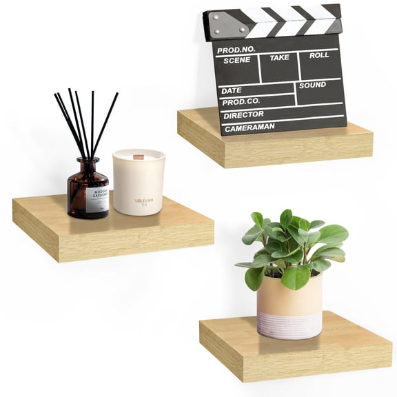 Sorbus Square Floating Shelf for Wall - 3 Small Shelves with Invisible Mounting Brackets for Living Room Decor, Bedroom, Bathroom Decor, Home & Kitchen - 9" Black Wall Shelf