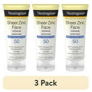 (3 pack) Neutrogena Sheer Zinc Dry-Touch Face SPF 50 Sunscreen Lotion, 2 fl. oz
