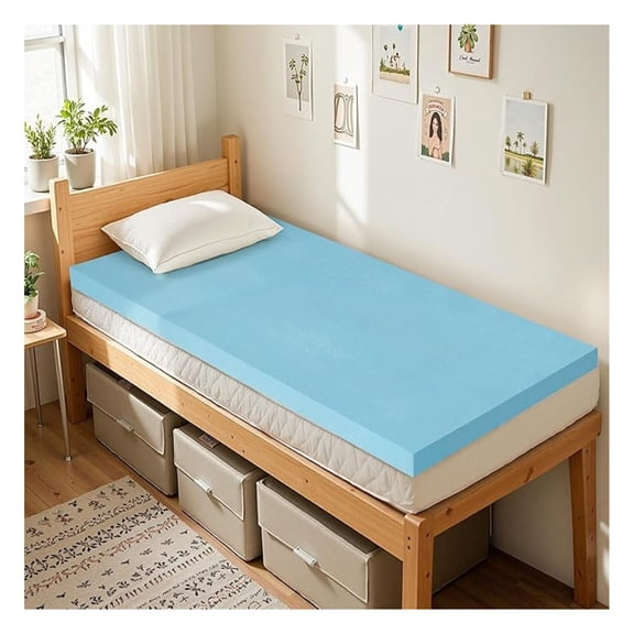 3 Inch Twin XL Mattress Topper, Gel Infused Memory Foam Mattress Topper, Soft Bed Topper Mattress Pads for Bed, Sofa, RV, Certified, Blue
