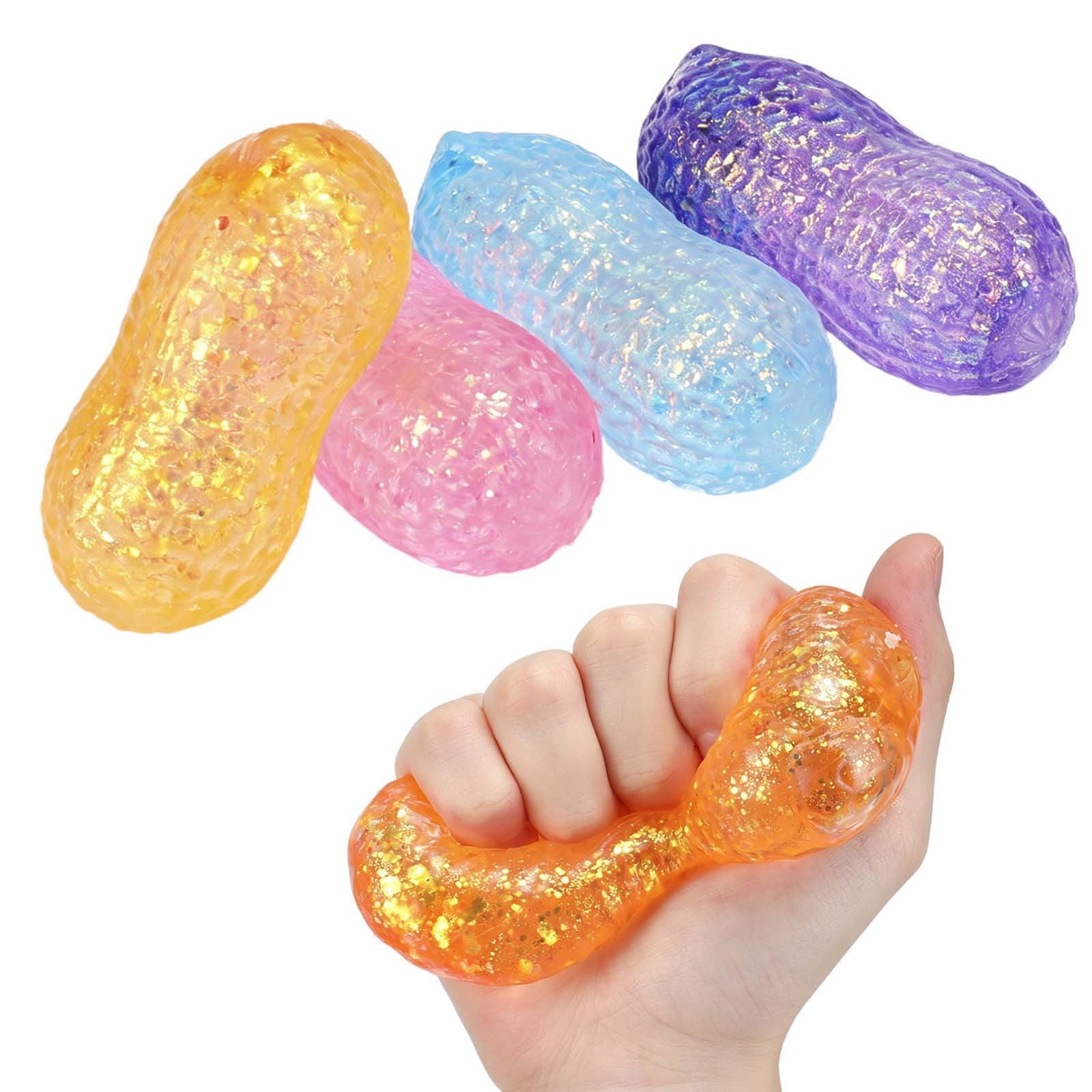 UALSRZL Squeeze Toys, Glitter Soft Peanut Squishies Fidget Toys, Slow Rising Vegetables Stress Balls for Anxiety Relief Office Desk Home Essential