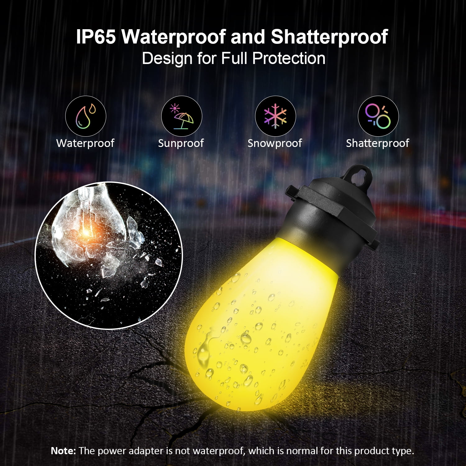 LOFTER-PRO Outdoor String Lights, LED Lights for Bedroom, 39Ft 20 Bulbs Smart Dimmable RGB String Lights Fairy Lights Christmas Lights for Halloween Decorations, Patio Lights, APP Control, Waterproof