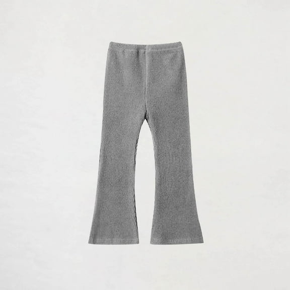 NAISIBABY Girls Flare Pants(1-12T), Elastic Waist Slim Fit Stretch Knitted Casual Leggings Trousers Gray 6T