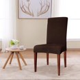 thumbnail image 2 of Stretch Dining Room Chair Slipcovers Spandex Fabric Removable Washable Chair Protector Cover for Dining Room, Hotel, Ceremony, Wedding, Party (Chocolate Knit, 6 Per Set), 2 of 8