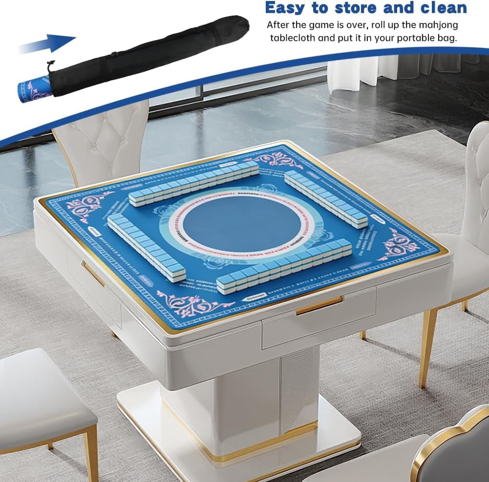 Mahjong Mat, Gaming Mat for Table with Bag, 31.5" x 31.5" Rubber Anti Slip & Noise Reduction Board Gaming Mats for Mahjong/Poker/Board Games/Card Games/Dominoes(Color:Type1)