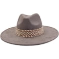 thumbnail image 3 of Fedora Hat for Women Wide Brim Mens Fedora Hats Classic Dress Hats Panama Hat with Band, 3 of 6