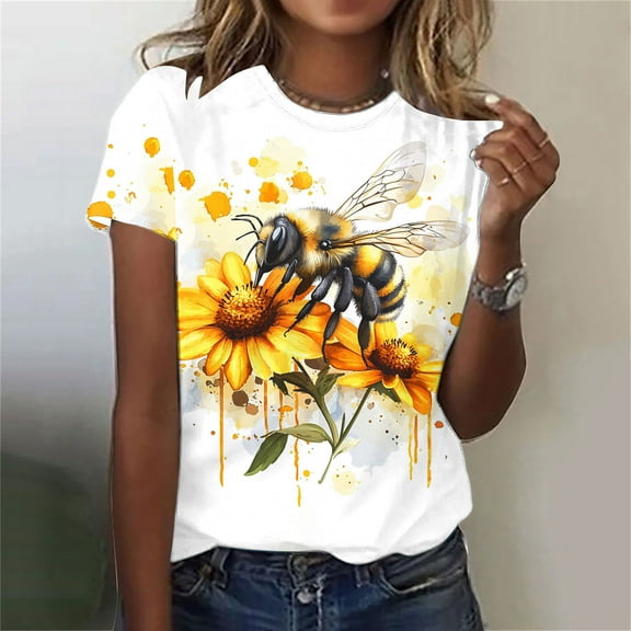 Short Sleeve Shirts for Women Casual Loose Womens T Shirts Under 10 Womens Plus Size Graphic T Shirts Loose Fit Round Neck Tee