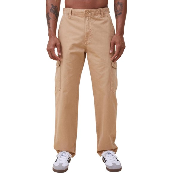 Cotton On Mens Tactical Twill Straight Leg Cargo Casual Pants, yellow, 36W x 31L