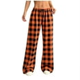 thumbnail image 2 of Women's Plaid Pajama Pants Plus Size Drawstring Elastic Waist Thin Weight Pjs Pants Summer Casual Checked Oversized Comfy Sleepwear Long Pants Lightweight Loungerwear Pajamas Pant, 2 of 8