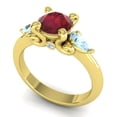 thumbnail image 2 of Diamond-Capitals 2.50 Carat Round Cut Red Ruby & Aquamarine Gemstone Beautiful 3 Stone Engagement Ring for Ladies Solid 14K Yellow Gold Size 3, 2 of 8