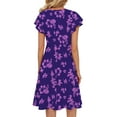 thumbnail image 3 of Fantaslook Women Summer Dresses V Neck Ruffle Sleeve Casual Flowy Sundresses Button Floral Midi Dress with Pockets, 3 of 8