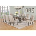 thumbnail image 2 of Rustic Gray Wood 9pc Dining Set with Table and Beige Linen Chairs, 2 of 9