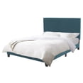 thumbnail image 3 of CorLiving Juniper Fabric Upholstered Adult Queen Platform Bed Frame with Padded Headboard and Slats, No Box Spring Required, Blue, 3 of 8