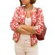 thumbnail image 2 of Chaquetas Informales de con Cremallera para Mujer, Chaqueta Holgada Estilo Bohemio, de Larga, con Estampado de Hojas de Árbol Color Mixto 3 L, 2 of 9