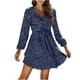 thumbnail image 1 of Vestido de tiras con cuello en V y mangas largas con estampado de lunares y volantes irregulares a la moda para mujer Fridja  yut4592, 1 of 7