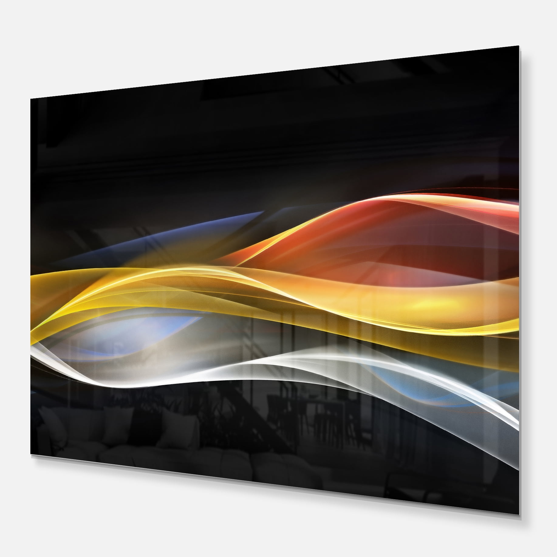 Designart '3D Gold Silver Wave Design' Metal Wall Art