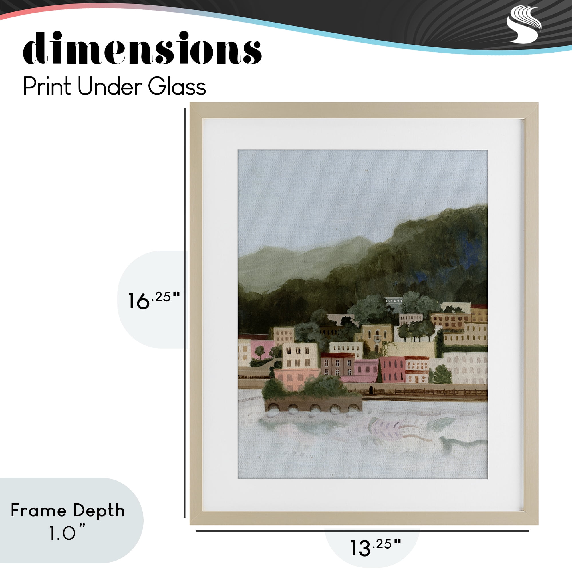 Stupell Industries Mountains By The Sea Birch Framed Print Under Glass, design by Grace Popp