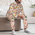 thumbnail image 7 of Naloa Peach With Leaves1 Men’s Pajamas Set - Long Sleeve Button Down Sleep Shirt and Pajama Bottoms Sleepwear Set-X-Large, 7 of 7