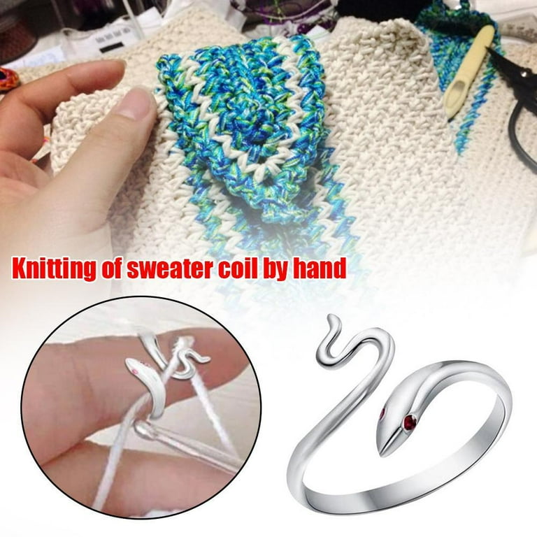 6PCS Crochet Ring Thread Guide Finger Holder Adjustable Crochet