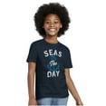 thumbnail image 4 of Seas The Day Cute Beach Anchor Crewneck T Shirts Boy Girl Teen Brisco Brands L, 4 of 6