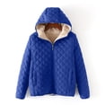 thumbnail image 2 of ABATAB Women's Hooded Fleece Sherpa Lined Puffer Coat Hoodie Soft Zip up Long Sleeve Warm Winter Quilted Jackets Outwear with Pockets(X-Large,Navy), 2 of 6
