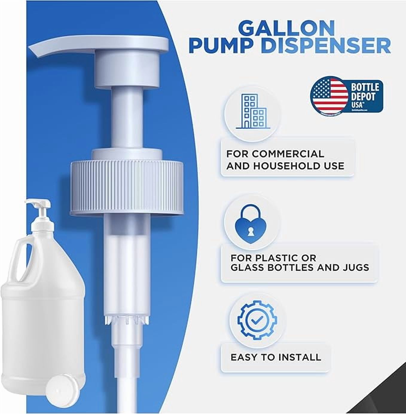 1-Gallon Plastic Jug with Pump Dispenser - All Purpose Use, Laundry Detergent, Liquid Soap, Snow Cone Syrup, Batter (Pack of 4)
