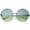 Silver / Blue Yellow Fade, variant on Female Large Rimless Womens Fashion Oversize Gradient Two-Toned Lens Round Sunglasses 65mm (Black / Brown Fade) - 65mm