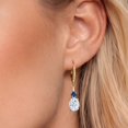 thumbnail image 3 of Gem Stone King 18K Yellow Gold Plated Silver White Moissanite and Blue Created Sapphire Dangle Earrings for Women with Lab Grown Diamond (4.73 Cttw, Oval 9X7MM), 3 of 6