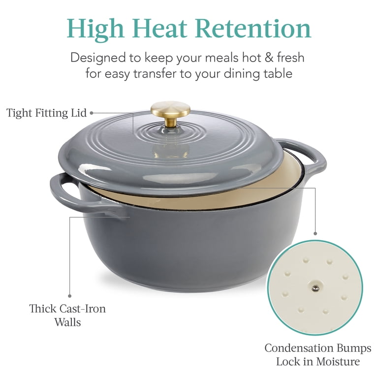 Best Choice Products 6 Quart Enamel Cast Iron Dutch Oven - Dark Gray, Oven Safe To 480°F, Family Size