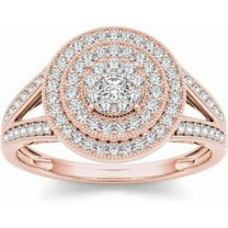 1/2 Carat T.W. Diamond Double Halo Cluster 10kt Rose Gold Engagement Ring