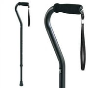 Carex Health Brands Offset Designer Walking Cane, Height Adjustable Cane with Wrist Strap, Latex Free Soft Cushion Handle, Supports 250lbs, Black