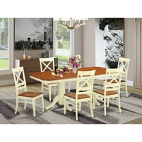East West Furniture Napoleon 7-piece Wood Table and Dining Chair Set in Cherry