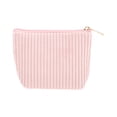 thumbnail image 1 of Bolsas de maquillaje de triángulo con rayas amigables para viajar, 1 Pc, color rosa, corduroy, 1 of 5
