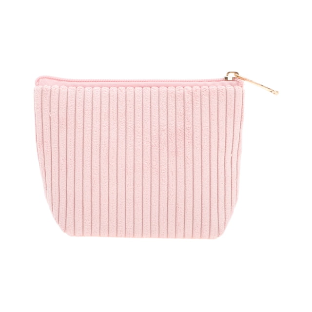 Bolsas de maquillaje de triángulo con rayas amigables para viajar, 1 Pc, color rosa, corduroy