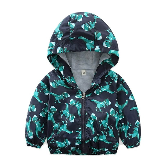 Kids Baby Boy Dinosaur Clothes Waterproof Windbreak Hooded Coat Jacket Outerwear