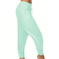 thumbnail image 2 of Women's Casual Sweatpants Solid Color Jogger Drawstring Elastic Waist Loose Fit Long Pants with Pockets Green L, 2 of 3
