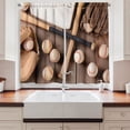 thumbnail image 2 of Ambesonne Baseball Kitchen Curtains, Rustic Style Sports Themed, 55"x45", Brown and Pale Brown, 2 of 3
