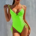 thumbnail image 2 of REORIAFEE Women One Piece Swimsuit Push Up Bathing Suit Slimming Swimwear Cute Swimsuits One Piece Hollow Out Bikini Beachwear Set Green M, 2 of 7