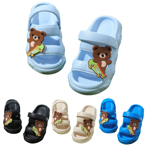 Ulanda Kids Girls Slide Sandals Double Buckle Toddler Water Clogs Summer Beach Pool Outdoor Slip on Shoes Shower Clouds Slippers (Sky Blue, 1)