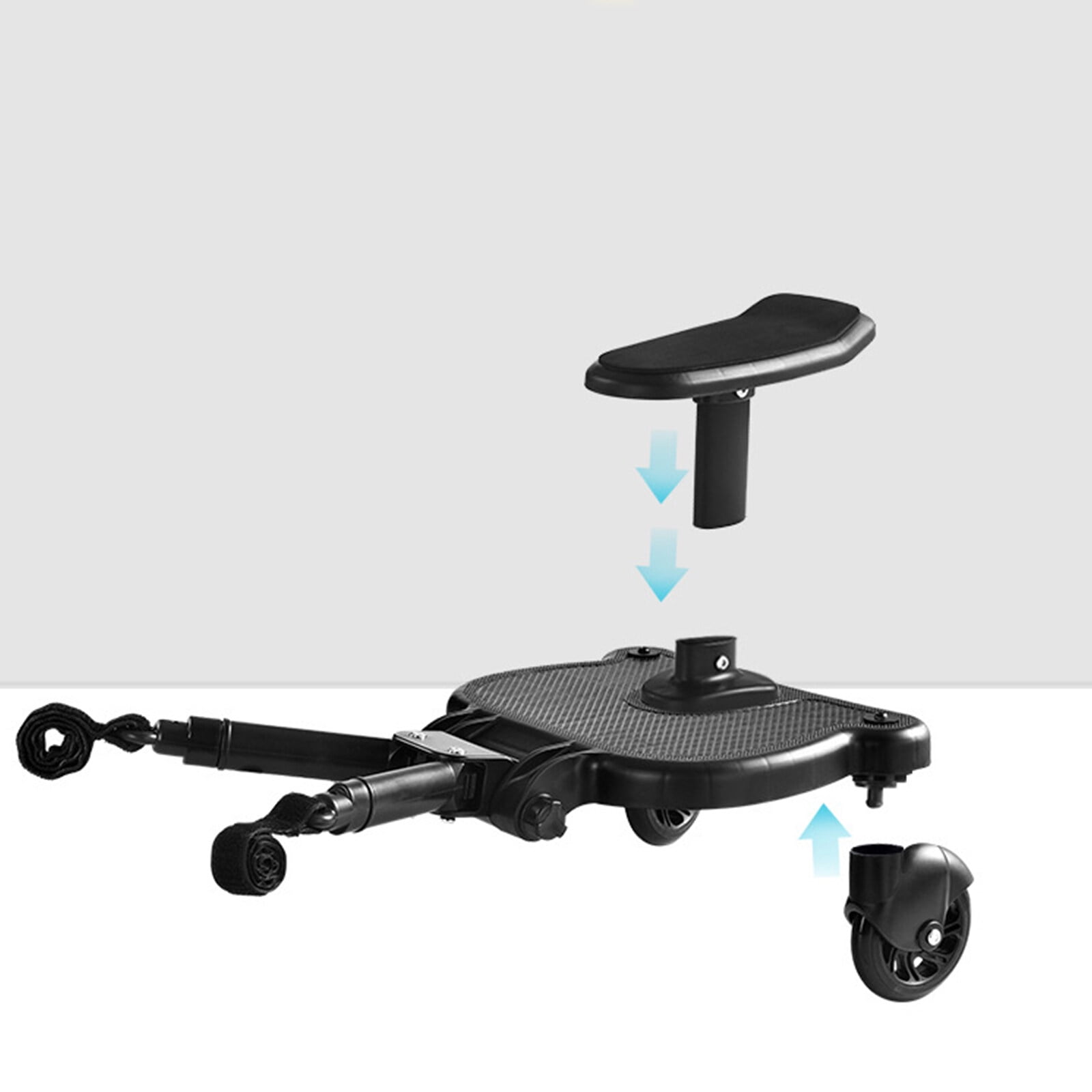 Universal 2 in1 Strolle Ride Board,Strolle Attachment Ride Board - with Detachable Sit and Stand, Holds Childre Up to 55lbs Strolle Seat Attachment (Black)
