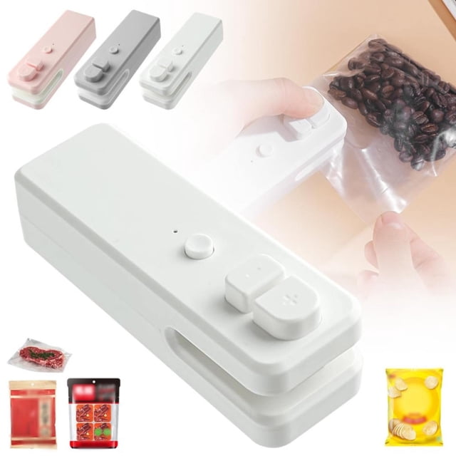 1PC Mini Bag Sealer Heat Seal Tool Upgraded 2 In 1 Rechargeable Portable Handheld Vacuum Food Sealer 2024 Portable Mini Sealing Household Machine For Snacks Vegetable Fresh Storage White