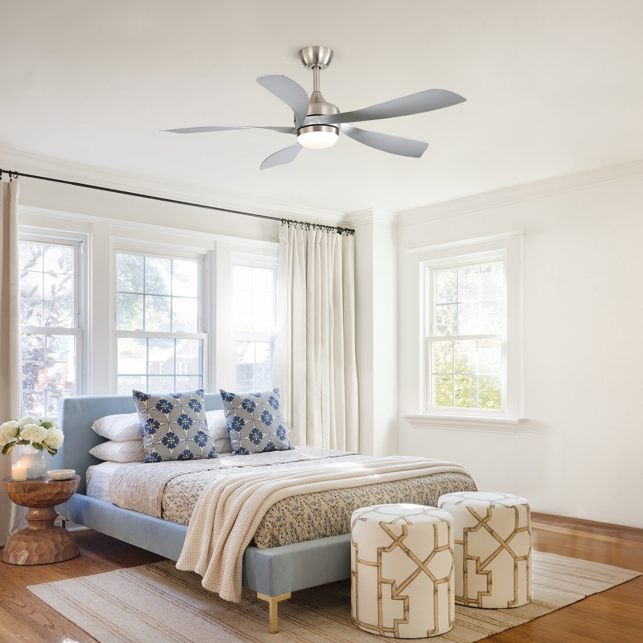 Sofucor 52" Smart Ceiling Fan, Indoor/Outdoor Ceiling Fans with Lights and Remote, Works with Alexa/Google/App, 3-Color Light 6-Speed Timing
