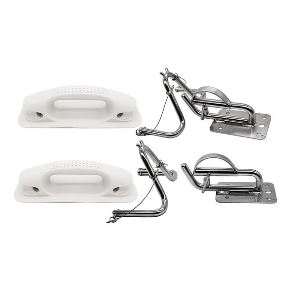 MARINE CITY Quick Release Snap Davits Set  304 Stainless Steel, 150 lb Lifting Capacity, Includes Mounting Hardware & White Handle Pads For yachts & Boats Pack of 2