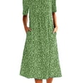 thumbnail image 4 of FASHIONWT Women Vintage Easter Printed Short Sleeve Crewneck Midi Pockets Dress, 4 of 4