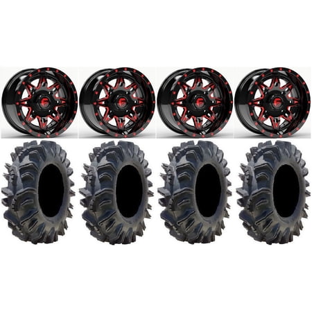 Fuel Lethal Red 14 Wheels 26.5 Terminator Tires Kawasaki Mule Pro FXT
