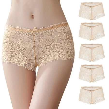 

Lingerie Sets for Women 5PCs Women Ladies Ultra Soft Seamless Bikini Assorted Boxer Brief Lace Panties Underwear