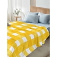 thumbnail image 4 of Twin XL Size Flat Sheet Only, Yellow Plaid Soft Brushed Microfiber Bed Sheets, Watercolor Grid Checker Gingham Farmhouse Hotel Quality Breathable Bedding Top Sheet, Easy Care, 66"x102", 4 of 9
