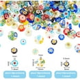 thumbnail image 4 of 151Pcs Handmade Flower Millefiori Lampwork Glass Beads 3 Styles Flat Round Handmade Glass Beads Coloured Glaze Beads Loose Mosaic Beads, 4 of 9