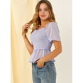thumbnail image 4 of INSPIRE CHIC Women's Ruffle Peplum Square Neck Flare Short Sleeve Crop Smocked Blouse, 4 of 6