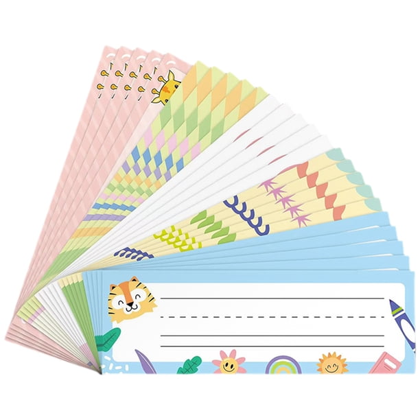 KAKOWELY 25 placas de identificación para escritorio, etiquetas de identificación para escritorio, pegatinas de nombre para aula, calcomanías para aula, placas de identificación de papel